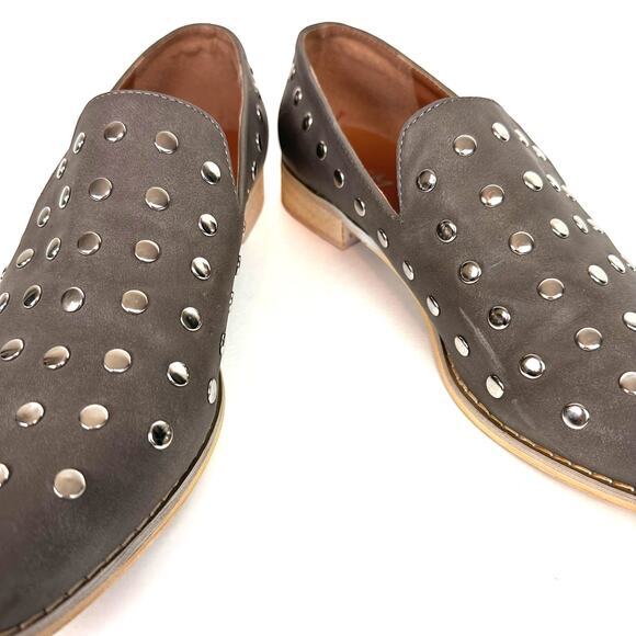 Miim Anthropologie Studded Scottie Loafers‎ US 10 Gray Punk Glam Slip On Flats - Picture 8 of 13
